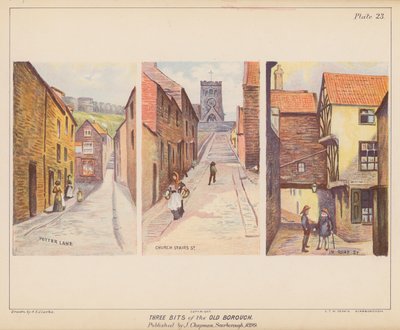 The Old Borough, Scarborough (renkli lito) by English School