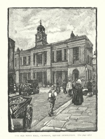 Eski Belediye Binası, Croydon, Yıkımdan Önce (gravür) by English School