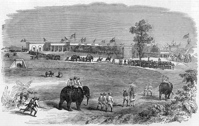 Doğu Hindistan Demiryolunun Açılışı: Burdwan İstasyonu, 1855 by English School