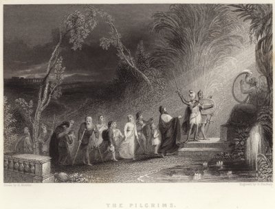 The Pilgrims (gravür) by English School