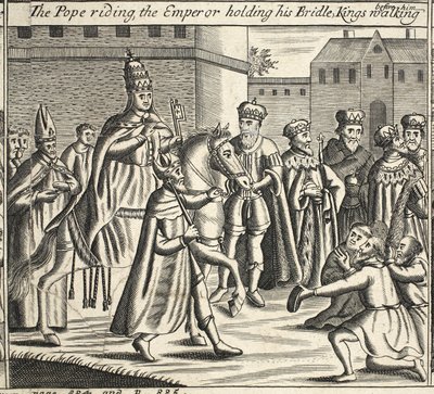 Papa biniyor, İmparator dizginini tutuyor, önünde yürüyen krallar, John Foxe