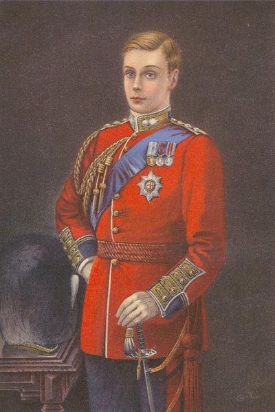 Galler Prensi Grenadier Muhafızları üniforması içinde (renkli taş baskı) by English School