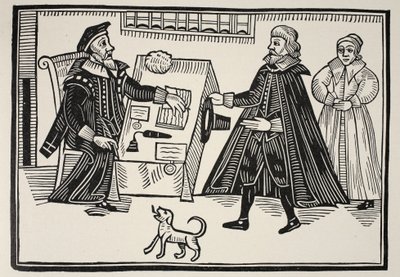 Proctor ve Parator, Manevi Mahkemelerin suistimalleri ve aşırılıkları üzerine bir broşürün başlık sayfası, 1641 by English School