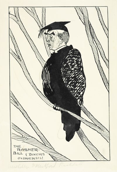Rasher-Bill (Divers Oxoniensis): Hastings Rashdall (1858-1924) (kağıt üzerinde kalem ve mürekkep ve kurşun kalem) by English School