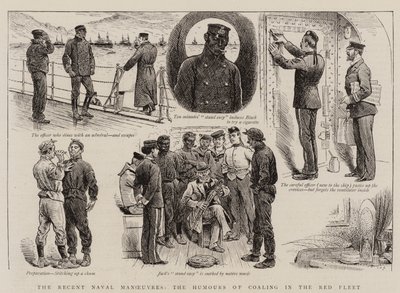 Yakın Zamandaki Deniz Manevraları, Kızıl Filoda Kömürleşme Mizahları (gravür) by English School