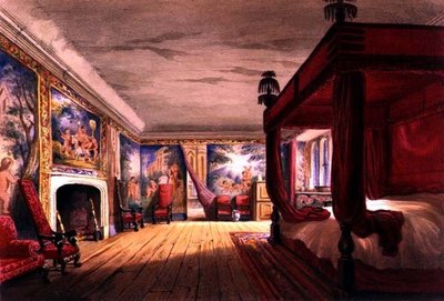Kırmızı Oda, Cotehele Evi, c.1830-40 (renkli taş) by English School