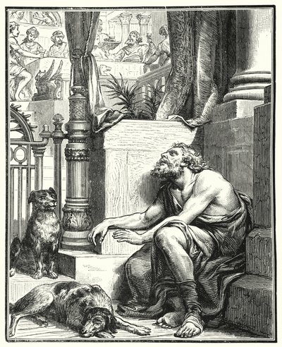 Zengin Adam ve Lazarus (gravür) by English School