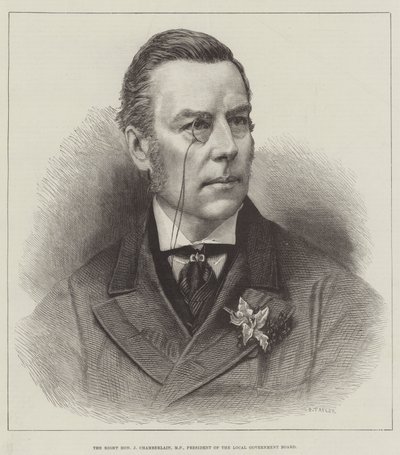 Sayın J Chamberlain, Milletvekili, Yerel Yönetim Kurulu Başkanı (gravür) by English School