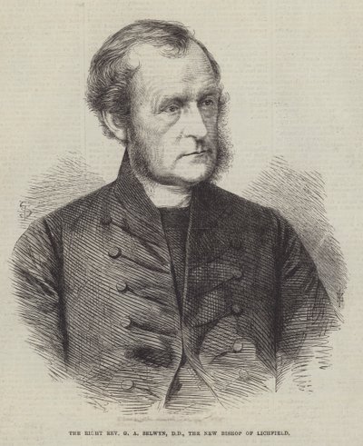 Sağ Muhterem GA Selwyn, DD, Lichfield Yeni Piskoposu (gravür) by English School