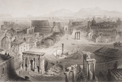 A. Willmore tarafından oyulmuş Capitoline Tepesi, Roma, Roma Forumu by English School