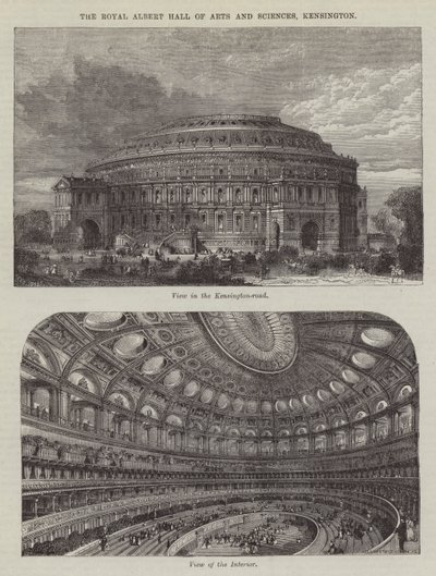 Royal Albert Sanat ve Bilim Salonu, Kensington (gravür) by English School