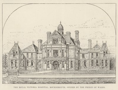 Galler Prensi tarafından açılan Royal Victoria Hastanesi, Bournemouth (gravür) by English School