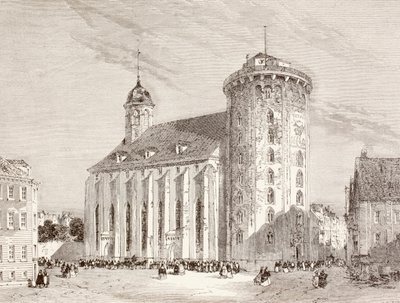 On dokuzuncu yüzyılda Kopenhag, Danimarka'daki Rundetarn veya Yuvarlak Kule (litho) by English School