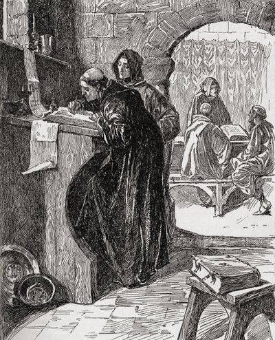 The Scriptorium of a Manastır, The Church of England: A History for the People, 1910 dolaylarında yayınlanan kitaptan by English School