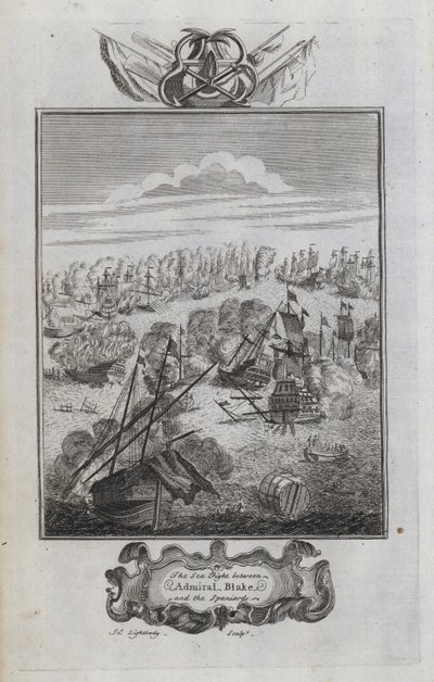 Amiral Blake ve İspanyollar Arasındaki Deniz Savaşı (gravür) by English School