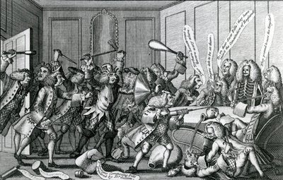 Warwick-Castle Kuşatması veya Dostlar ve Lisans Sahipleri Arasındaki Savaş, 1768 by English School