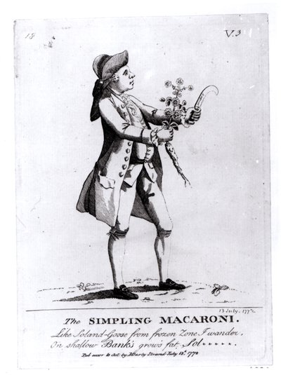 Basit Makarna, pub. N. Darly, 13 Temmuz 1772 (gravür) (bw fotoğraf) by English School