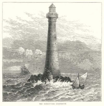 Skerryvore Deniz Feneri (gravür) by English School
