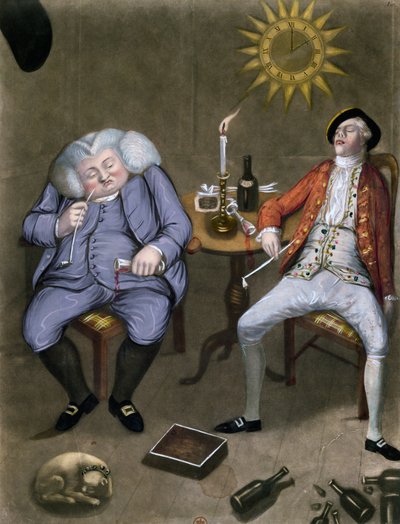 Şişenin ve Arkadaşın Katı Keyfi, 1774 (guajla zenginleştirilmiş renkli lito) by English School