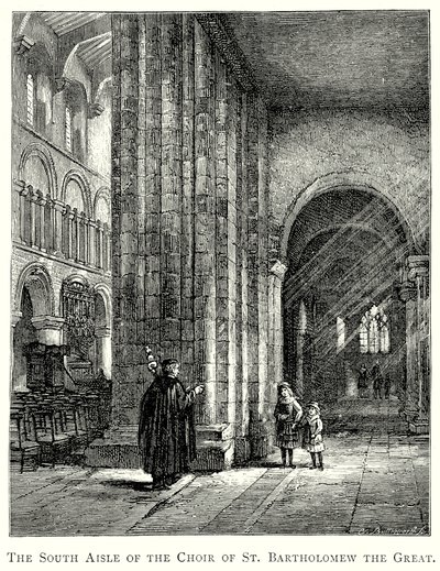 Büyük Aziz Bartholomew Korosu Güney Koridoru (gravür) by English School