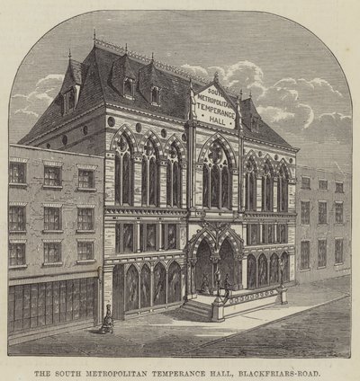 Güney Metropolitan Temperance Hall, Blackfriars-Road (gravür) by English School