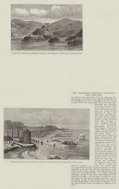 İskoçya ve İrlanda arasındaki telefon (gravür) by English School