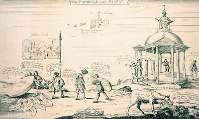 Tapınak ve Pitt (gravür) by English School