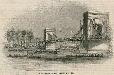 Thames Regatta, tekneler Hammersmith Köprüsü'nün altından geçmek üzere by English School
