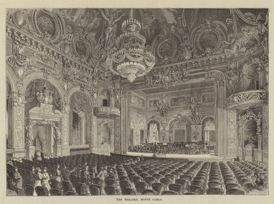 Tiyatro, Monte Carlo (gravür) by English School