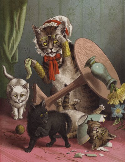 Üç Küçük Kedicik (chromolitho) by English School