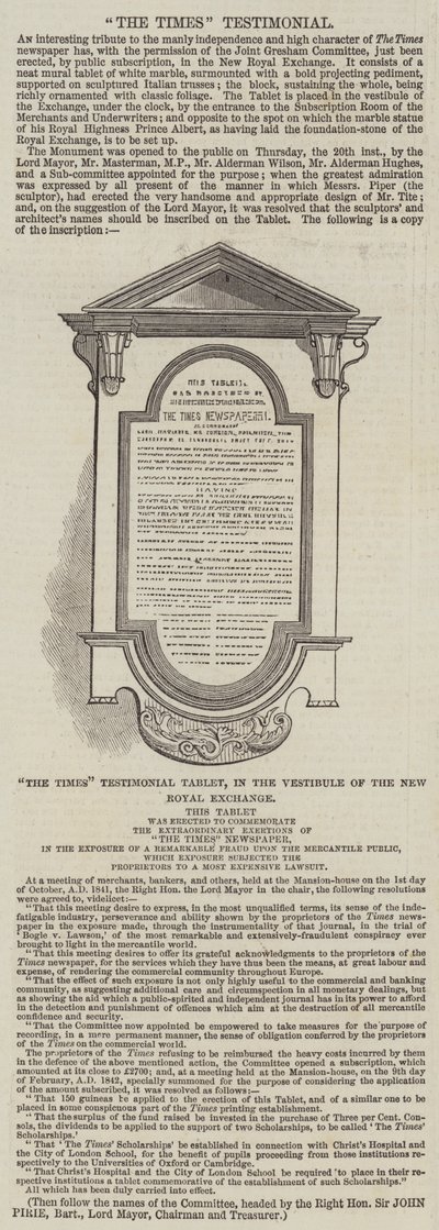 The Times Tanıklığı (gravür) by English School