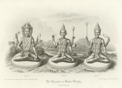 Trimurti veya Hindu Trinity by English School