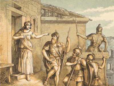 İki Casus (renkli gravür) by English School