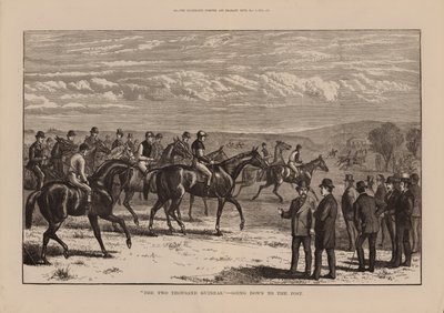 "The Two Thousand Guineas," Going down to the Post (gravür) by English School