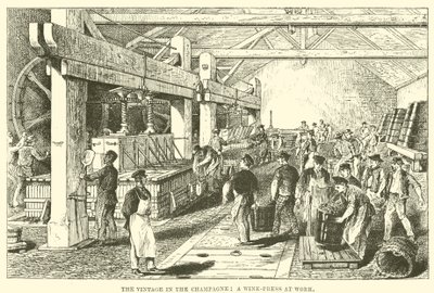 Şampanyadaki Vintage: İş Başında Bir Şarap Presi (gravür) by English School
