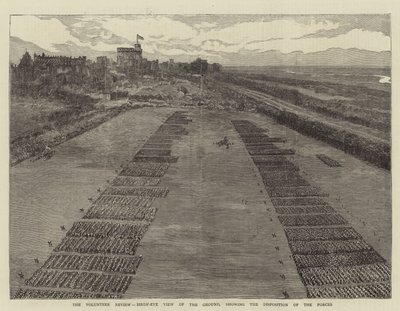 Gönüllü İncelemesi, Yerden Kuş Bakışı Görünümü, Kuvvetlerin Düzenini gösteren (gravür) by English School