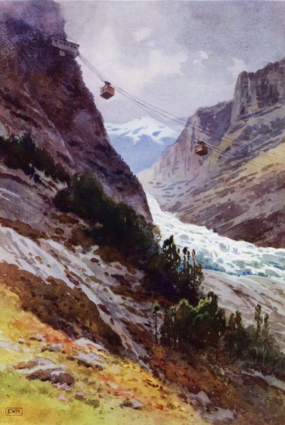 Wetterhorn Hava Demiryolu teleferiği, İsviçre (renkli taş) by English School