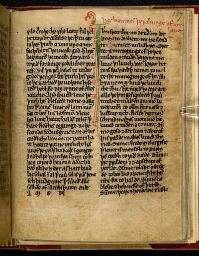 The Wohunge of ure Lauerd, Cotton MS Titus D XVIII, f.127r by English School