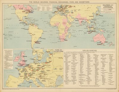 Dünya, Borsalar, Finans Borsaları, Fuarlar ve Sergiler (renkli taş baskı) by English School