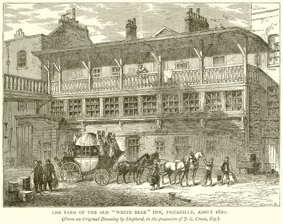 Eski Beyaz Ayı Hanının Avlusu, Piccadilly, yaklaşık 1820 by English School