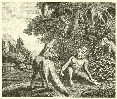 Maymun ve tilki (gravür) by English School