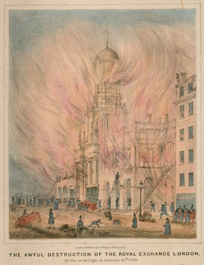 10 Ocak 1838 gecesi Londra Kraliyet Borsasının korkunç yıkımı by English School