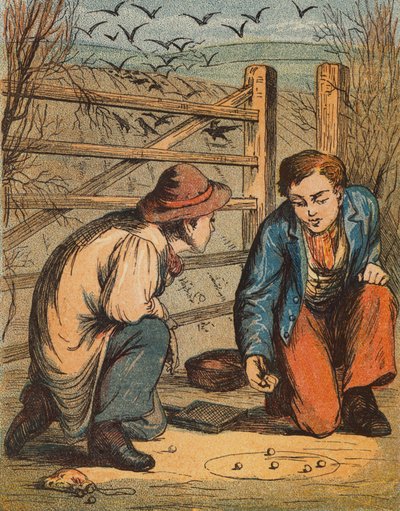Dikkatsiz karga-ihale (renkli taşbaskı) by English School