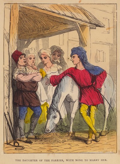 Nalbantın kızı, onunla evlenecek kimse yok (renkli taş baskı) by English School
