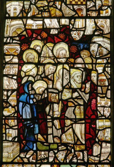 Bir alayı tasvir eden doğu penceresi: Candlemas veya Corpus Christi by English School