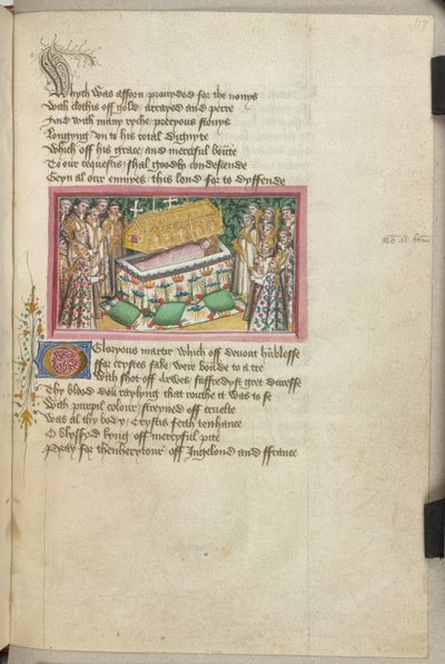 Edmund'un Bury St Edmund's'a gömülmesi, John Lydgate'in 'SS Edmund ve Fremund'un Yaşamları'ndan by English School