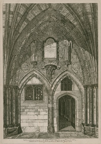 Doğu Manastırından antik Chapter House'a giriş, Westminster Abbey, Londra by English School