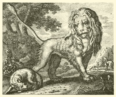 Tilki ve aslan (gravür) by English School