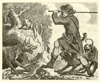 Tilki ve kurt (gravür) by English School