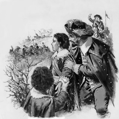 The future king Charles II, then 13, watching the battle of Edgehill by English School